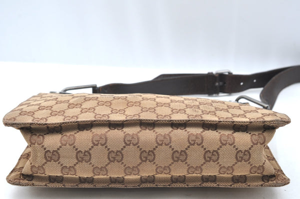 Authentic GUCCI Eclipse Shoulder Cross Bag GG Canvas Leather 120841 Brown K4313