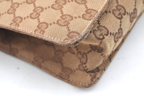 Authentic GUCCI Eclipse Shoulder Cross Bag GG Canvas Leather 120841 Brown K4313