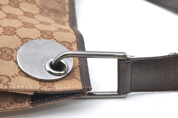 Authentic GUCCI Eclipse Shoulder Cross Bag GG Canvas Leather 120841 Brown K4313