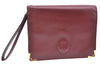 Authentic Cartier Must de Cartier Clutch Hand Bag Purse Leather Bordeaux K4316