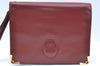 Authentic Cartier Must de Cartier Clutch Hand Bag Purse Leather Bordeaux K4316