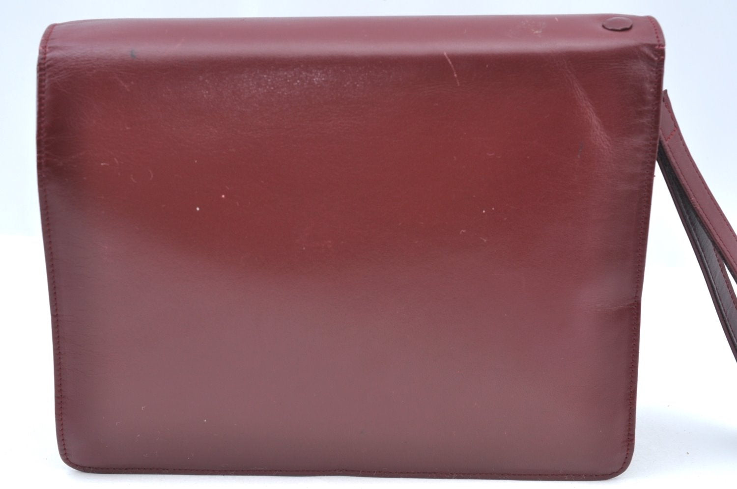 Authentic Cartier Must de Cartier Clutch Hand Bag Purse Leather Bordeaux K4316