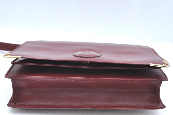 Authentic Cartier Must de Cartier Clutch Hand Bag Purse Leather Bordeaux K4316