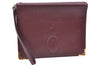 Authentic Cartier Must de Cartier Clutch Hand Bag Leather Bordeaux Red K4317