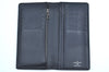 Auth Louis Vuitton Taiga Portefeuille Brazza Long Wallet Navy M30502 LV K4319