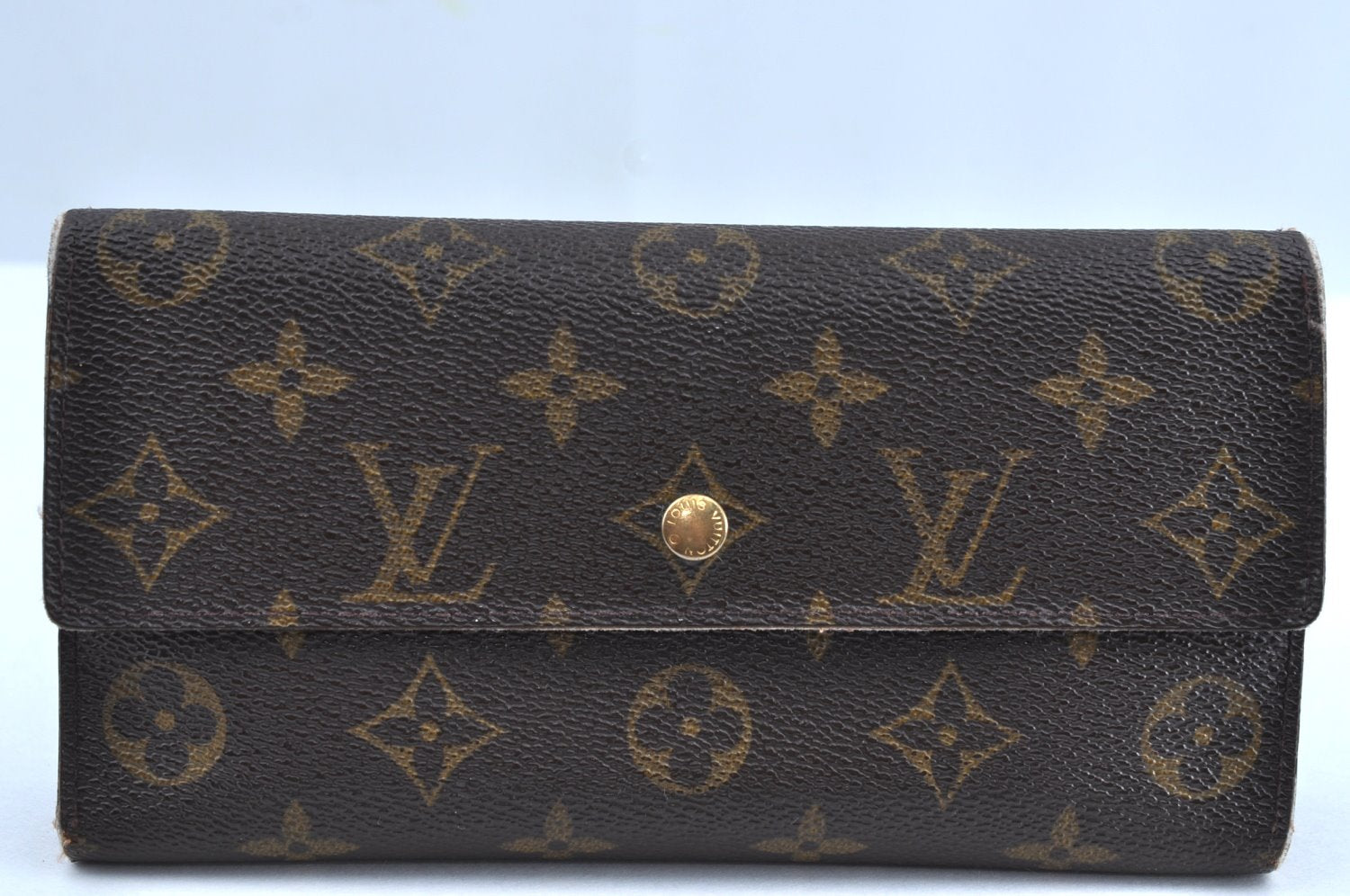 Authentic Louis Vuitton Monogram Portefeuille International M61217 Wallet K4321