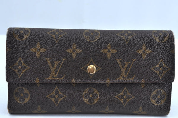 Authentic Louis Vuitton Monogram Portefeuille International M61217 Wallet K4321