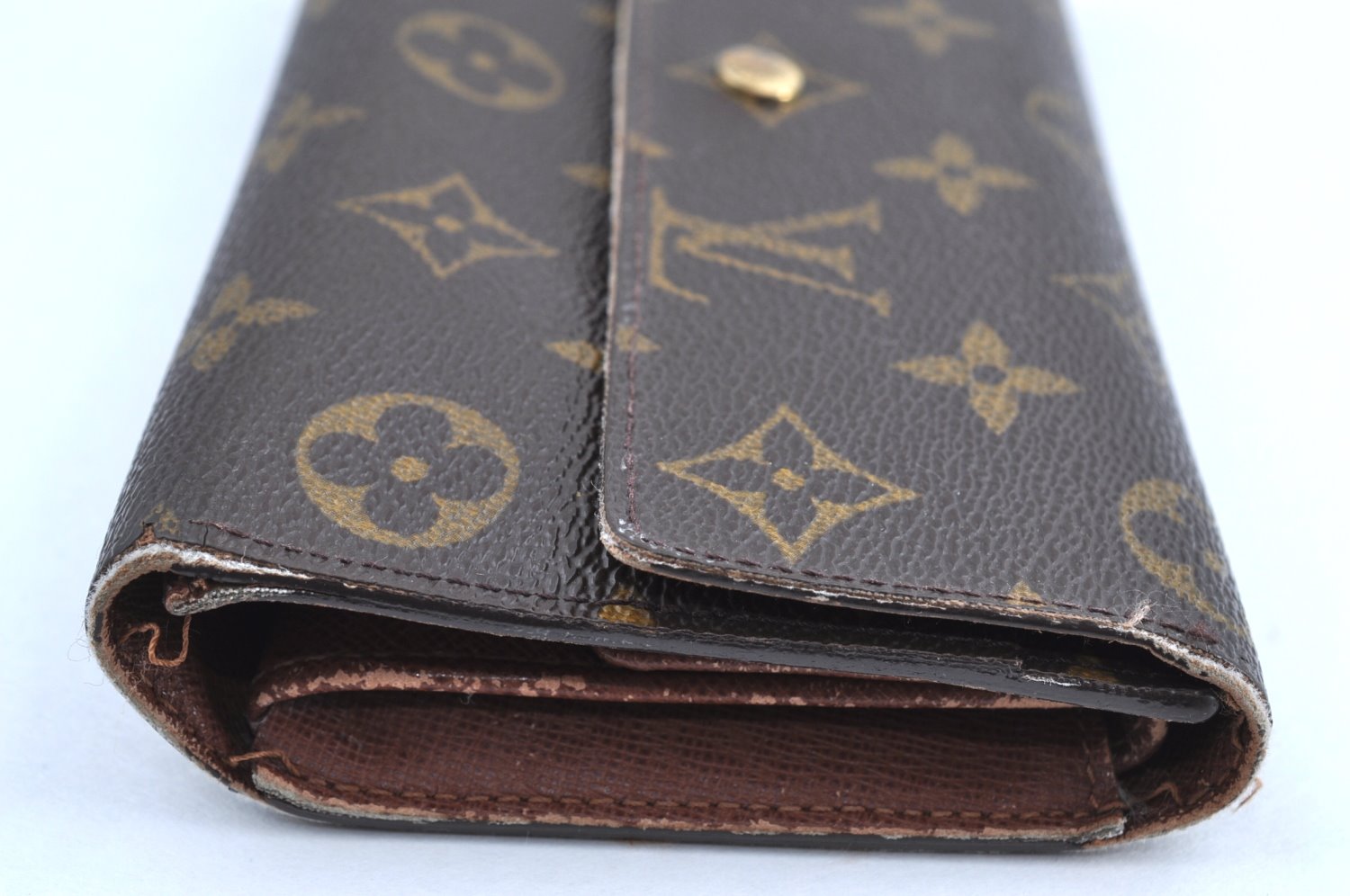 Authentic Louis Vuitton Monogram Portefeuille International M61217 Wallet K4321