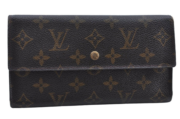 Authentic Louis Vuitton Monogram Porte Tresor International M61215 Wallet K4324