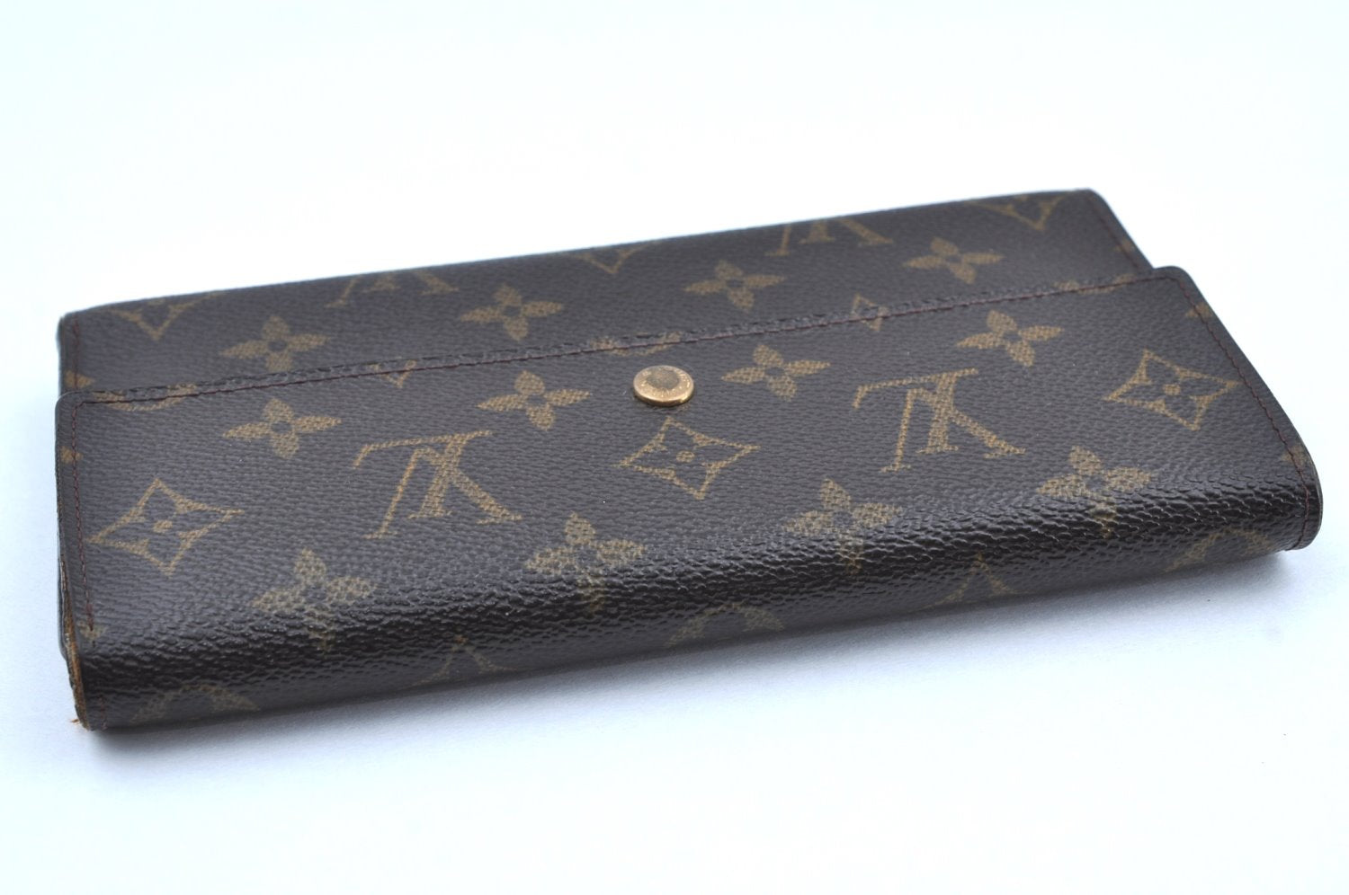 Authentic Louis Vuitton Monogram Porte Tresor International M61215 Wallet K4324