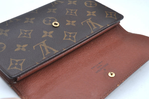 Authentic Louis Vuitton Monogram Porte Tresor International M61215 Wallet K4324