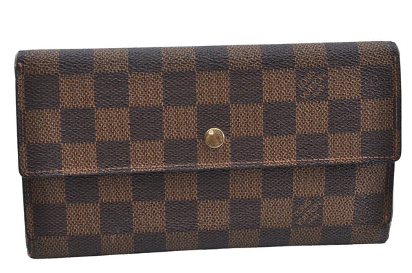 Authentic Louis Vuitton Damier Porte Tresor International Wallet N61215 LV K4327