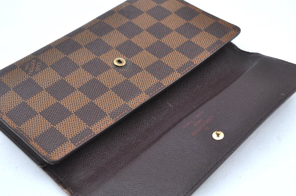 Authentic Louis Vuitton Damier Porte Tresor International Wallet N61215 LV K4327