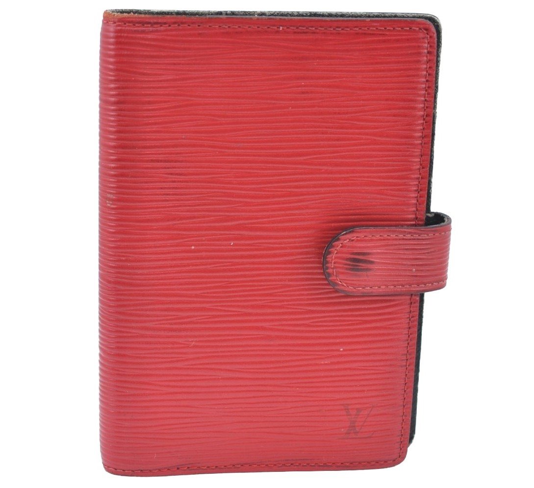Authentic Louis Vuitton Epi Agenda PM Notebook Cover Red Black R2005E LV K4339