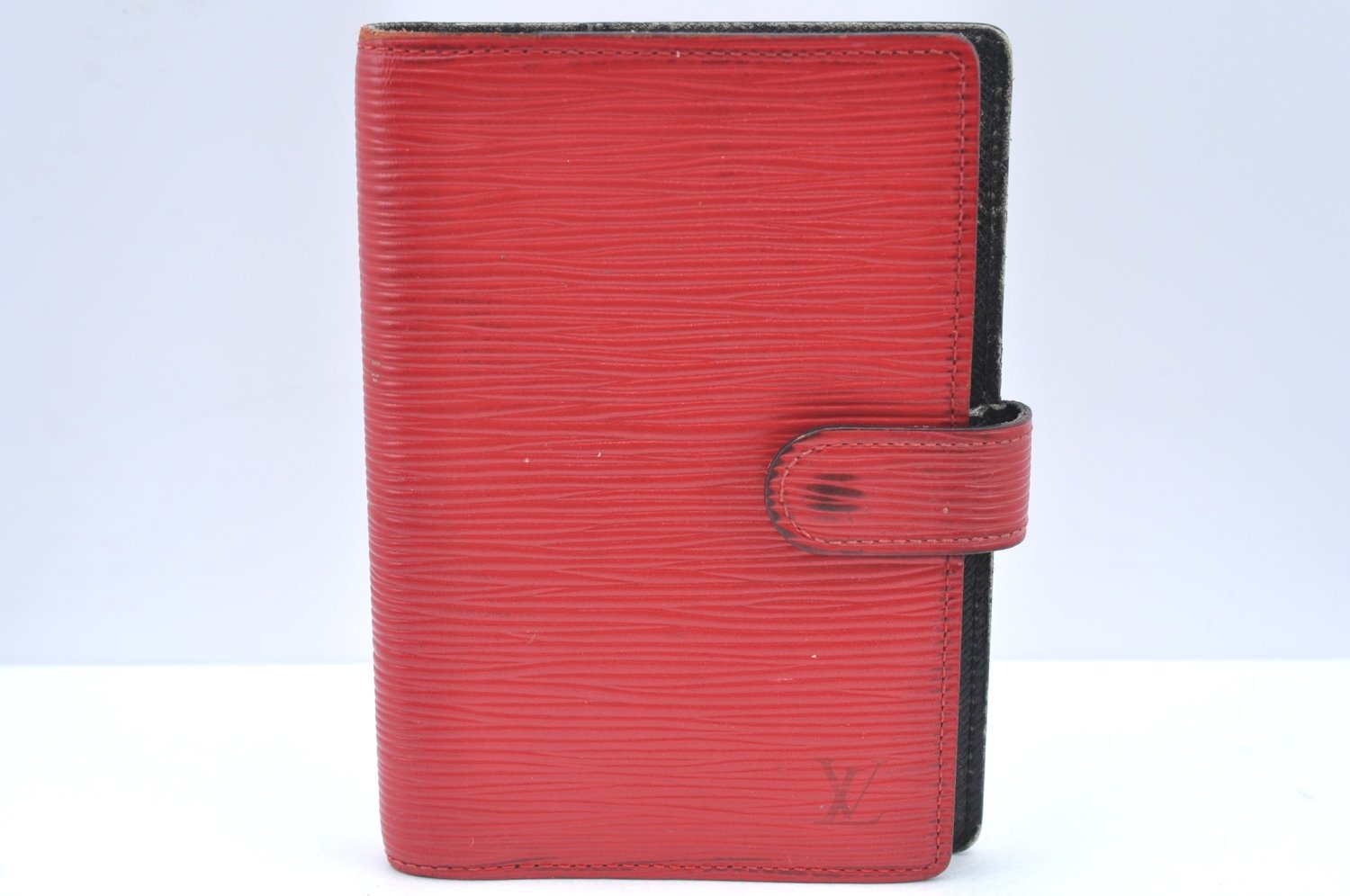 Authentic Louis Vuitton Epi Agenda PM Notebook Cover Red Black R2005E LV K4339
