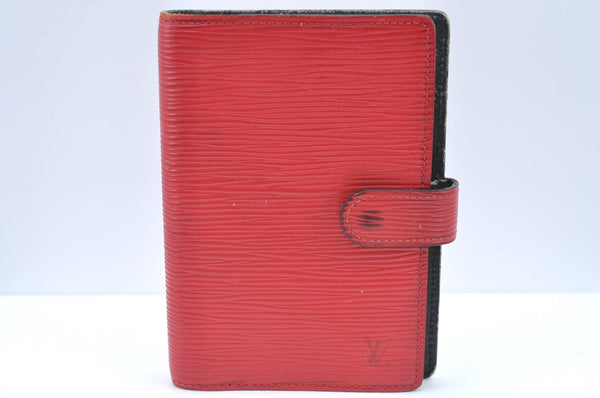Authentic Louis Vuitton Epi Agenda PM Notebook Cover Red Black R2005E LV K4339