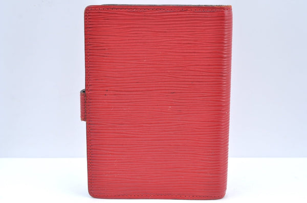 Authentic Louis Vuitton Epi Agenda PM Notebook Cover Red Black R2005E LV K4339