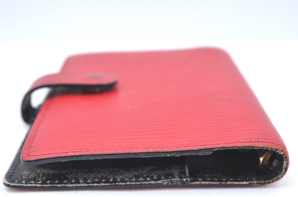 Authentic Louis Vuitton Epi Agenda PM Notebook Cover Red Black R2005E LV K4339