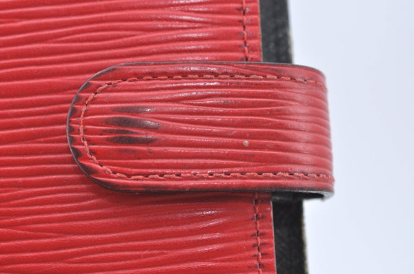 Authentic Louis Vuitton Epi Agenda PM Notebook Cover Red Black R2005E LV K4339