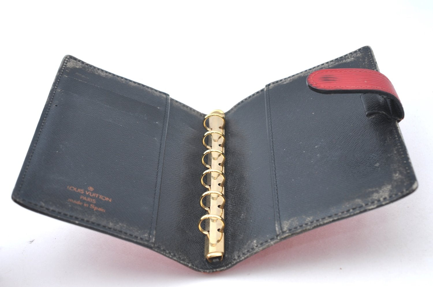 Authentic Louis Vuitton Epi Agenda PM Notebook Cover Red Black R2005E LV K4339