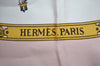 Authentic HERMES Carre 90 Scarf "LA PROMENADE DE LONGCHAMPS" Silk Pink K4342