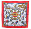 Authentic HERMES Carre 90 Scarf "Joies d'Hiver" Silk Red K4346