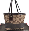 Authentic COACH Signature Shoulder Tote Bag Canvas Enamel 10124 Brown K4356