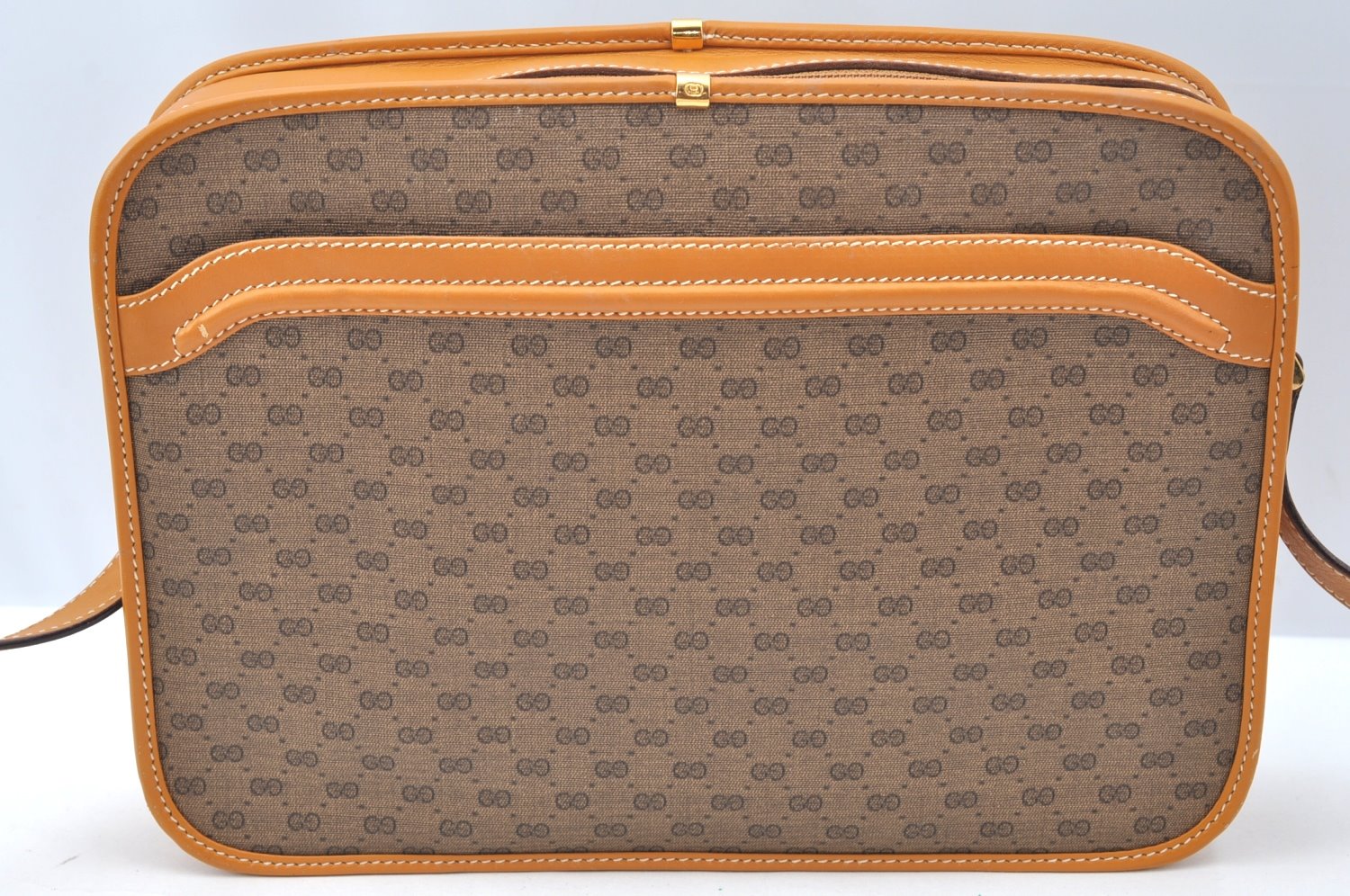 Authentic GUCCI Micro GG Shoulder Cross Body Bag Purse PVC Leather Brown K4358