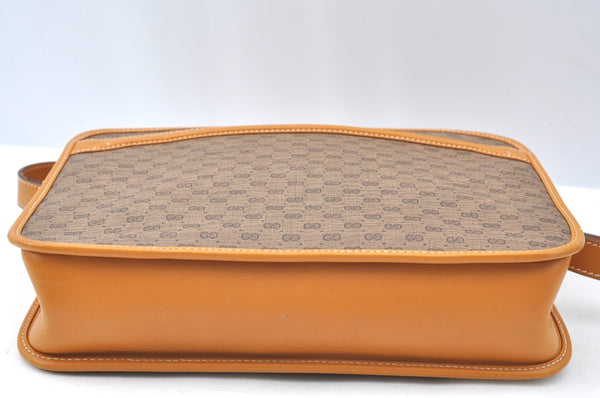 Authentic GUCCI Micro GG Shoulder Cross Body Bag Purse PVC Leather Brown K4358