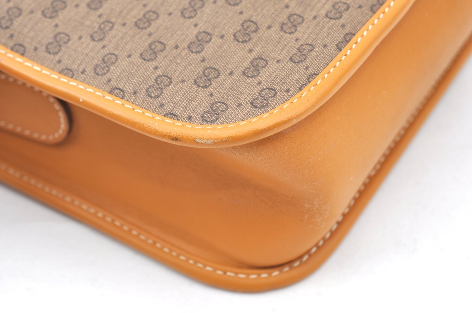 Authentic GUCCI Micro GG Shoulder Cross Body Bag Purse PVC Leather Brown K4358