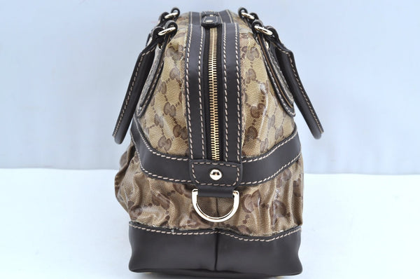 Authentic GUCCI GG Crystal Shoulder Tote Bag PVC Leather 223962 Brown K4359