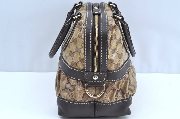 Authentic GUCCI GG Crystal Shoulder Tote Bag PVC Leather 223962 Brown K4359