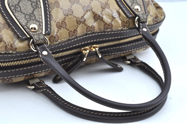 Authentic GUCCI GG Crystal Shoulder Tote Bag PVC Leather 223962 Brown K4359