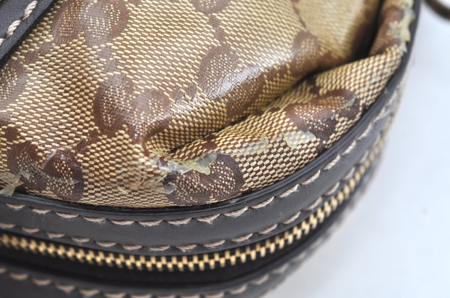 Authentic GUCCI GG Crystal Shoulder Tote Bag PVC Leather 223962 Brown K4359