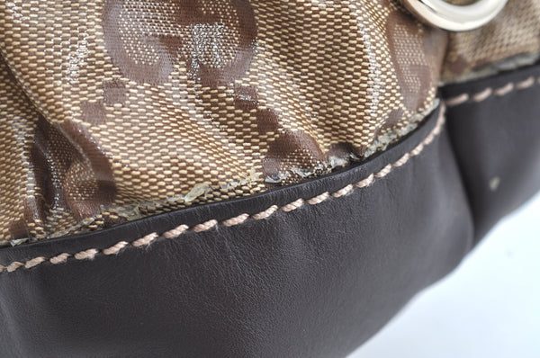 Authentic GUCCI GG Crystal Shoulder Tote Bag PVC Leather 223962 Brown K4359