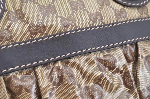 Authentic GUCCI GG Crystal Shoulder Tote Bag PVC Leather 223962 Brown K4359