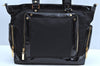 Authentic TORY BURCH Vintage Nylon Enamel 2Way Shoulder Tote Bag Black K4361