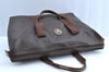 Authentic MARIO VALENTINO V Logo Travel Boston Bag PVC Leather Brown K4365