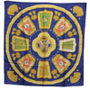 Authentic HERMES Carre 90 Scarf "Poste et Cavalerie" Silk Blue K4366