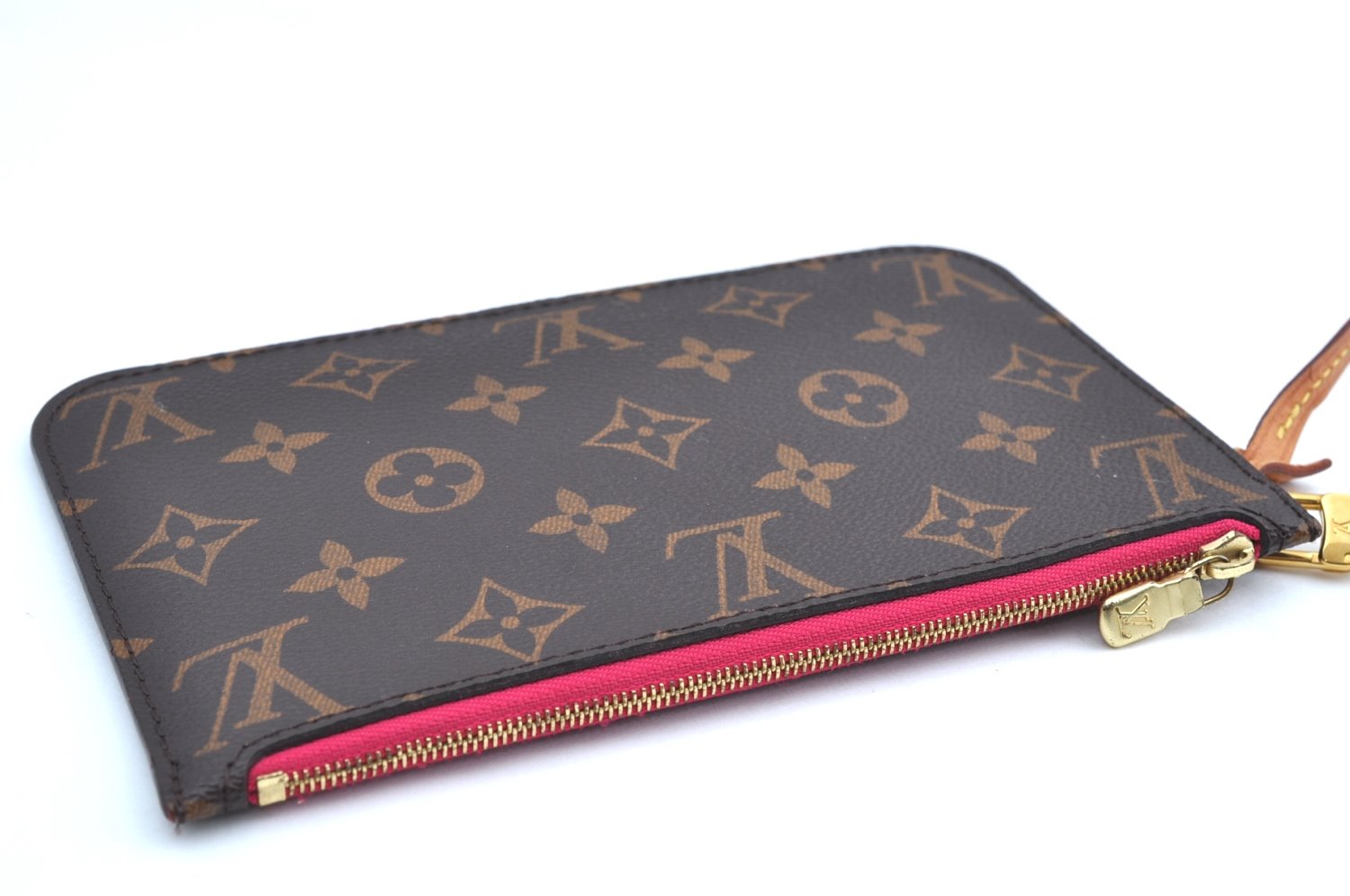 Authentic Louis Vuitton Monogram Neverfull Pouch Purse Clutch Bag Pink LV K4413