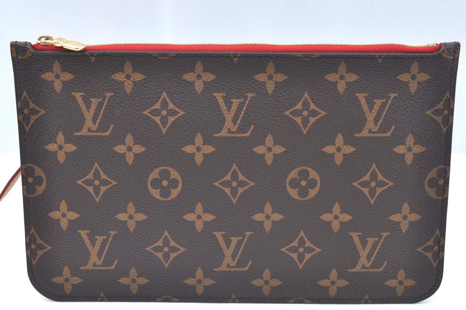 Authentic Louis Vuitton Monogram Neverfull Pouch Purse Clutch Bag Red LV K4414