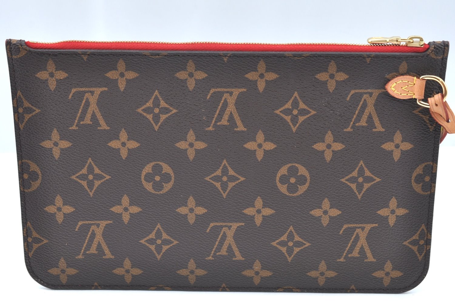 Authentic Louis Vuitton Monogram Neverfull Pouch Purse Clutch Bag Red LV K4414