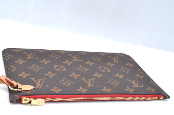 Authentic Louis Vuitton Monogram Neverfull Pouch Purse Clutch Bag Red LV K4414