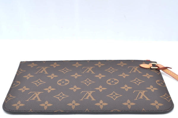 Authentic Louis Vuitton Monogram Neverfull Pouch Purse Clutch Bag Red LV K4414