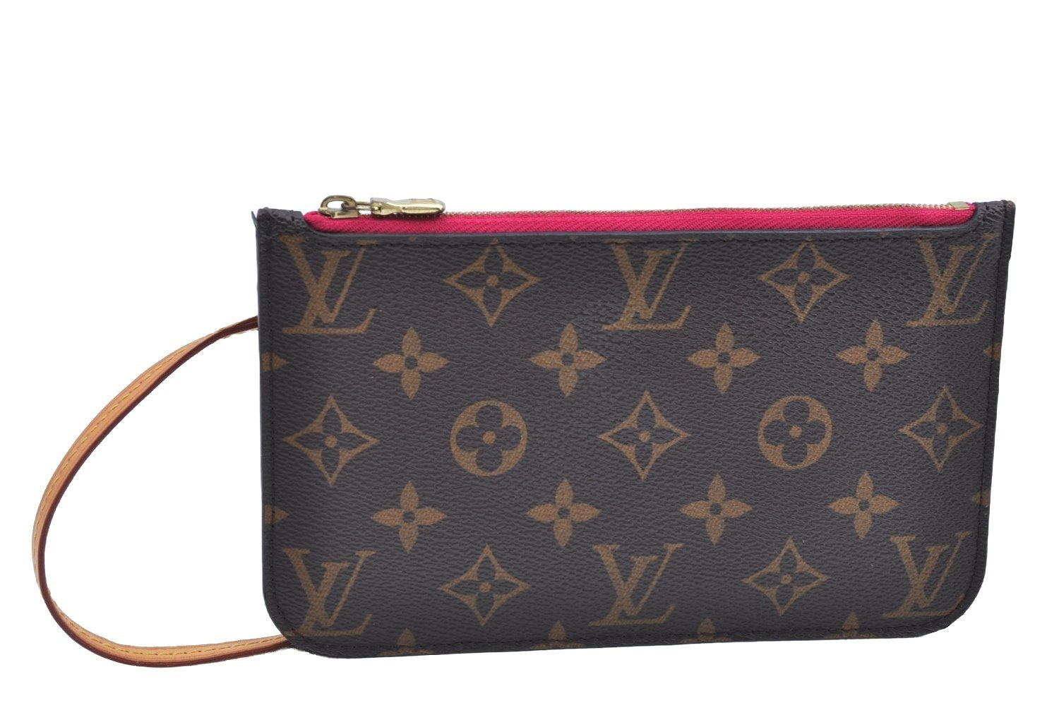 Authentic Louis Vuitton Monogram Neverfull Pouch Purse Clutch Bag Pink LV K4415