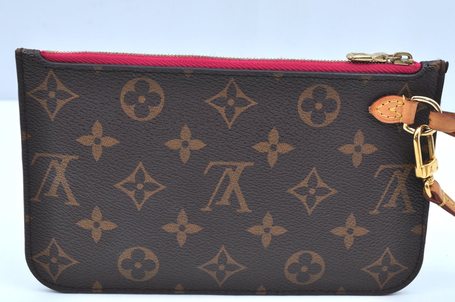 Authentic Louis Vuitton Monogram Neverfull Pouch Purse Clutch Bag Pink LV K4415