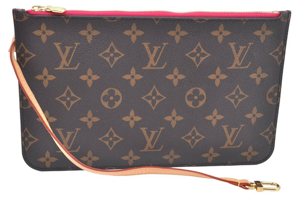 Authentic Louis Vuitton Monogram Neverfull Pouch Purse Clutch Bag Pink LV K4418