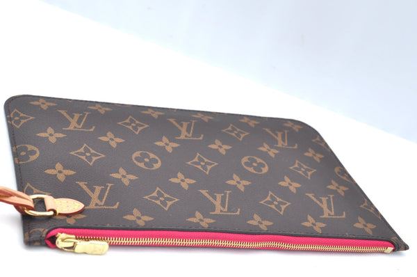 Authentic Louis Vuitton Monogram Neverfull Pouch Purse Clutch Bag Pink LV K4418