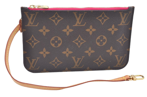 Authentic Louis Vuitton Monogram Neverfull Pouch Purse Clutch Bag Pink LV K4422