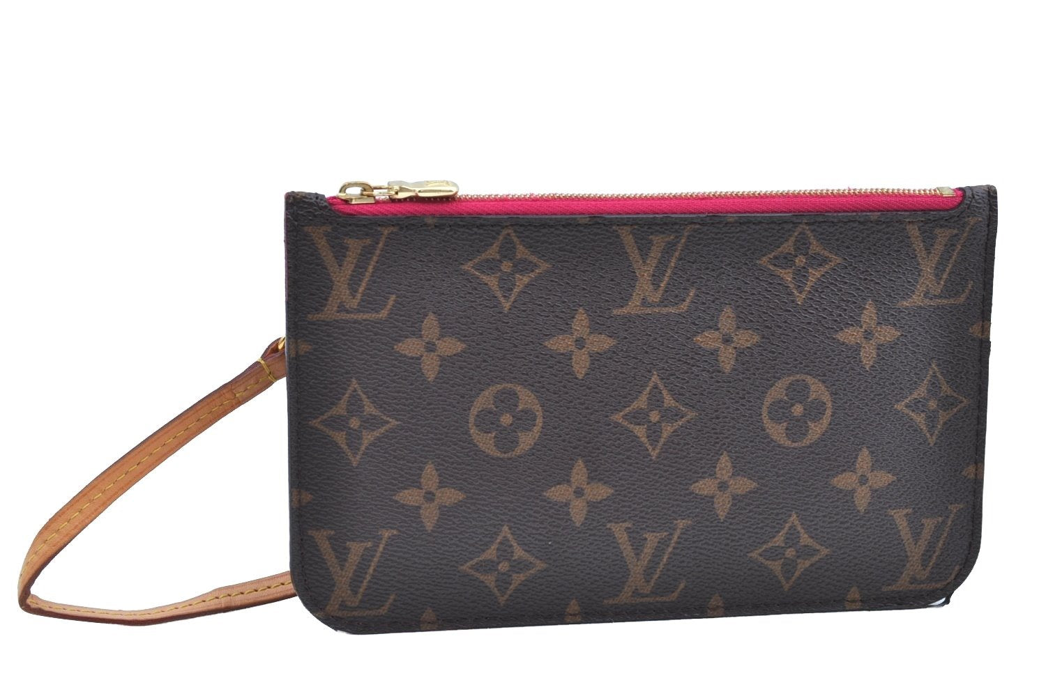 Authentic Louis Vuitton Monogram Neverfull Pouch Purse Clutch Bag Pink LV K4430